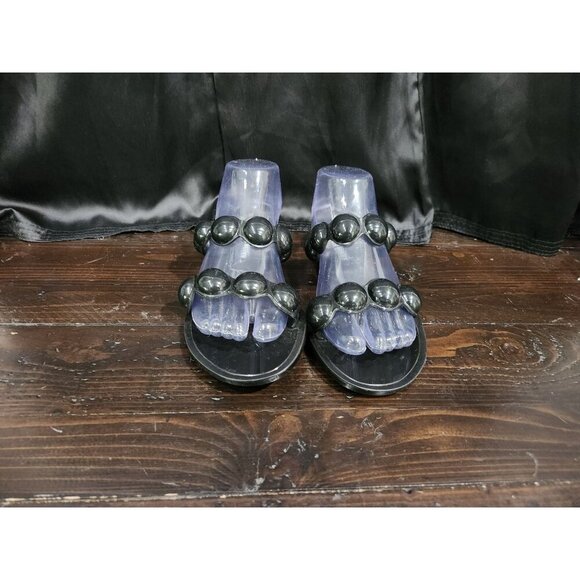 NWOB Steve Madden Zaza Black Bubble Strap Slide Sandals/Size 7 - Picture 5 of 10